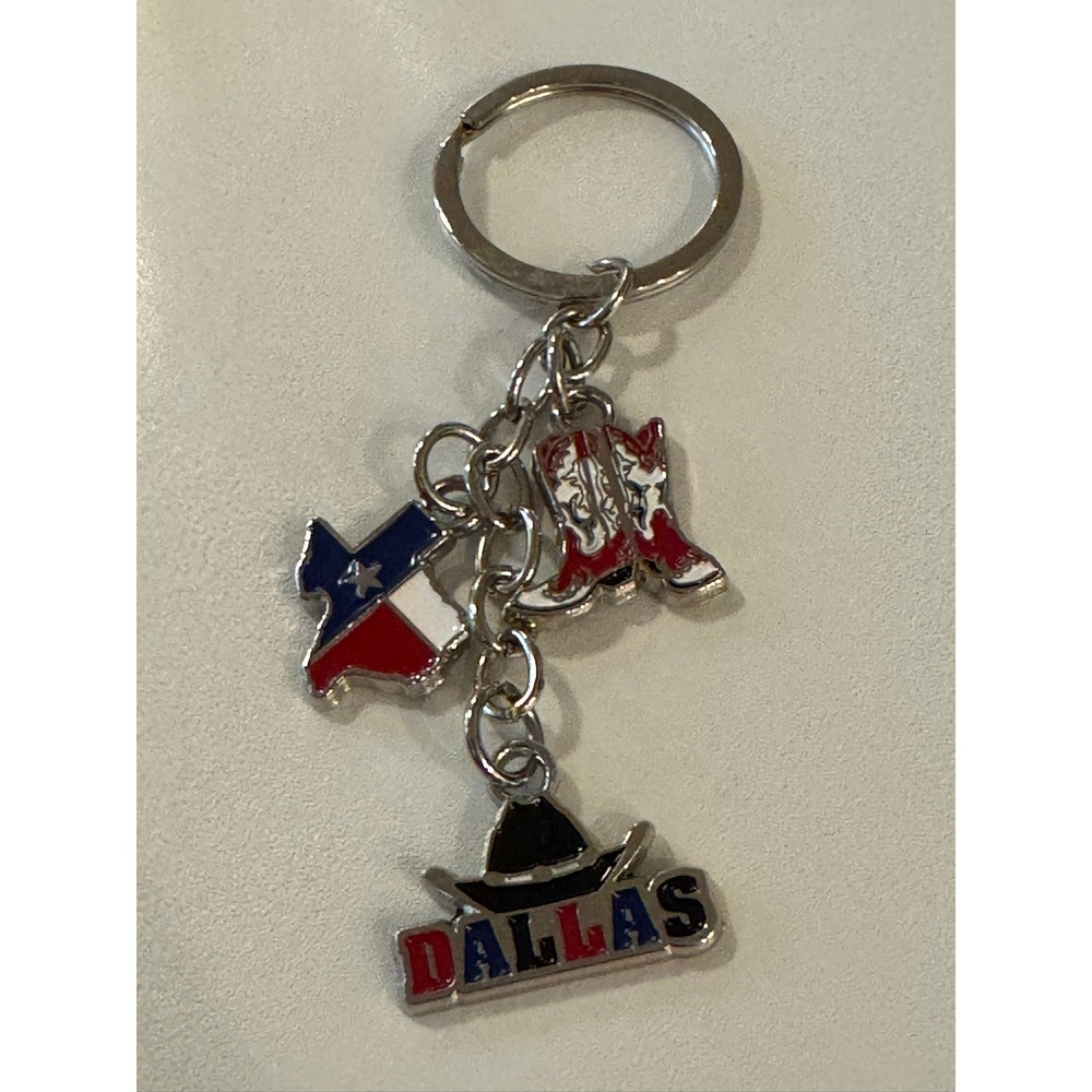 Dallas Texas Cowboy Boots Hat Texas Flag‎ Keychain Souvenir Gift
